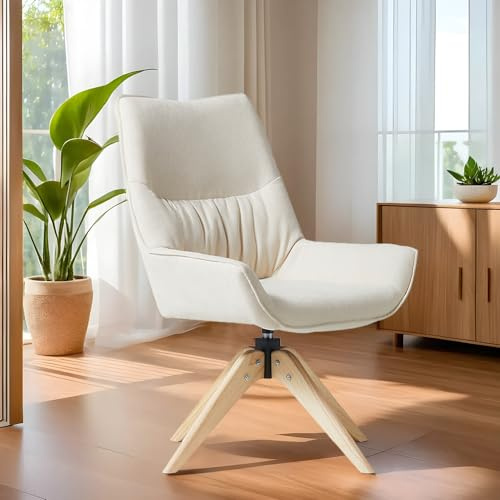 DARDVORLAG Home Esszimmerstuhl Esstisch Drehstühle 360° Drehbarer Esszimmerstuhl Gewebtes Gewebe Esszimmerstühle Moderne Esszimmerstühle mit Holzbeinen für Esszimmer Wohnzimmer-Beige (Beige)