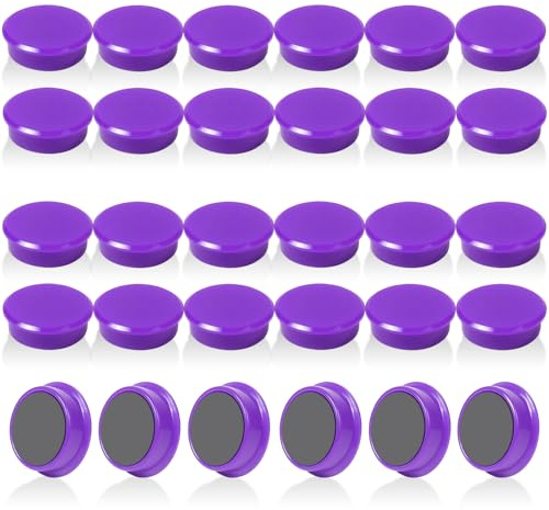 QOJOPU 30 Stück Starke Magnete für Magnettafel & Whiteboard – Runde Violett Kühlschrankmagnete, Dekorative Mini Magnete Kleine, Magneten Starker Halt für Pinnwand Magnetwand Büro Schule, Tafelmagnete