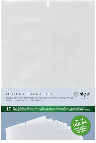 SIGEL Transparent 4-page inserts 23 x 31 cm | SM182, pack of 10, folded A4, for 21 x 29.7 cm format, transparent plastic