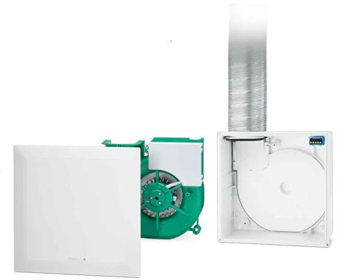 Ritzer by Helios Einrohr-Lüftungssystem ultraSilence ELS inkl. Gehäuse, Frontabdeckung und Filter für Badezimmer und Küche (mit Ein- und Auschaltverzögerung)