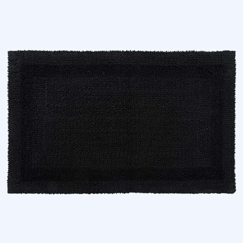 Homescapes Großer Badvorleger schwarz, XXL Badematte 70x120 cm, Baumwoll-Badteppich Premium mit Wende-Design