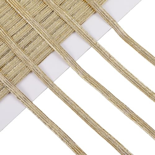 GORGECRAFT 20 m Flaches Goldenes Gummiband Glitzernde Metallische Elastische Kordeln 5mm Streifen Elastisches Strickband Zum Nähen Basteln Rockbund Kleiderherstellung Kleidung