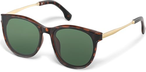 kunchu Sonnenbrille-Damen-Groß-Brillert-Frauen-Retro-Square -Trendy- Klassisch-UV400-Schutz-Ultraleicht-Runde Leopard dunkelgrün