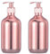 2 Pack Electroplated Soap Dispenser Bathroom Countertop Shampoo and Conditioner Dispenser Washing Up Liquid Dispenser Hand Soap Pump Bottle Dispensers (Rose Gold)