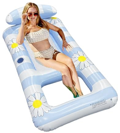 Luftmatratze Pool, Aufblasbarer Wasserhängematte Schwimmmatratze schwimmsessel Wasserliege Wasserspielzeug für Erwachsene und Kinder, 154x82cm
