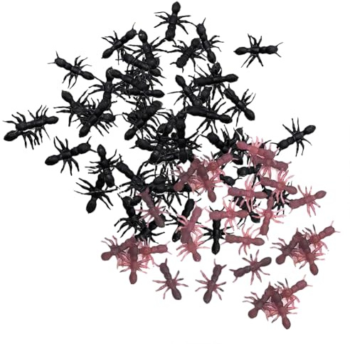 FSSTUD Künstliche Ameisen, Kunststoff, künstliche Ameisen, Miniatur, Halloween, Party, Ameisen, Insekten, realistische Tierfiguren, Zubehör, 400 Stück