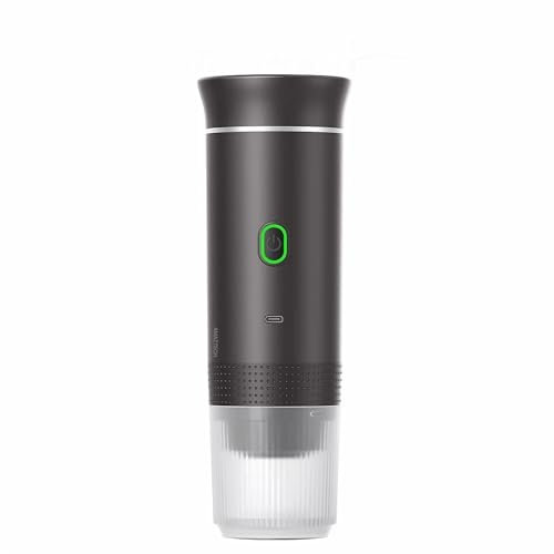 AMAZTECH Cafetera Portátil Espresso 3 en 1 – Compatible con Cápsulas Universal NS DG y Café Molido, Pantalla LCD, Recargable Inalámbrica, Compacta para Viajes, Camping y Hogar (Metal)