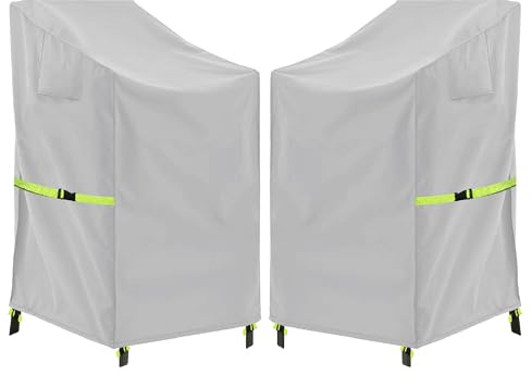 OUTTDID Gartenstühle Abdeckung Wasserdicht, Stapelstühle Abdeckung Winterfest 600D Oxford Gewebe Winddicht Anti-UV Schutzhülle für Gartenstuhl Stapelstuhl mit Belüftungsöffnungen - 71x91x80/120cm