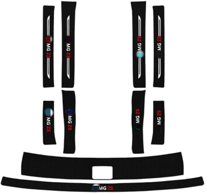 YINTMI Car Carbon Fiber Door Sill Kick Plates Protector+Rear Guard Plate for MG ZS,Welcome Pedal, Abrasion Protection, Non-Slip Car Styling Decoration Accessories
