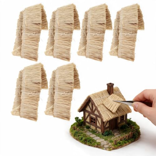 Milisten 6Er Set Modell Reetdach Künstliches Strohdach Für Modellbau DIY Feengarten Dioramen Und Miniatur-Strohhütte Realistische Strohgras-Dekoration Aus Gras 11.81X1.18X0.12in