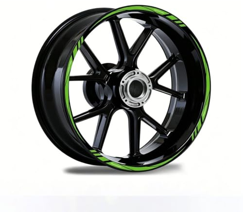 ONEMAJI Motorrad Felgenaufkleber Reflektierend für Honda CB600F Hornet (2010-2013),Wasserdicht Innenfelge Aufkleber Streifen Radaufkleber Zubehör,1 Set,Green