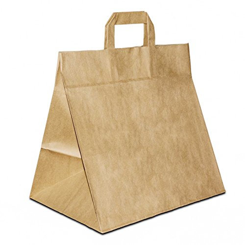 250 x Bäckertüten braun 26+17x25 cm | Papiertüten extra breiter Boden | Konditortaschen Papier | Take Away Tüten | HUTNER