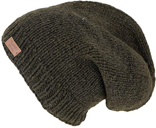 GURU SHOP Beanie Mütze, Strickmütze, Nepalmütze, Wintermütze - Olivegrün, Herren/Damen, Wolle