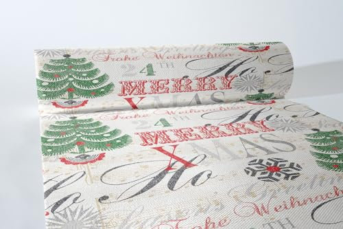 Sovie HORECA Weihnachtstischläufer X-Mas Greetings in Bordeaux aus Linclass® Airlaid, Tischläufer stoffähnlich Einweg, ideal für Advent & Weihnachten, 40 cm x 24 m, 1 Stück