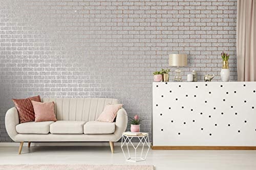 Super fresco Grey/Rose Gold Milan Metallic Brick Wallpaper | Paste The Paper | Grey/Rose Gold Brick | Eco-Friendly