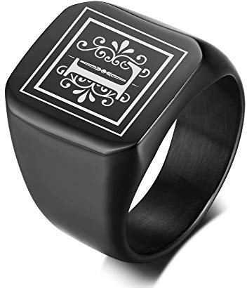 VNOX Männer Monogramm Name Ring Siegelring College Ring Initialen Ring Männer Initial Band Mens Kreis Brief Ring,Geschenk für ihn