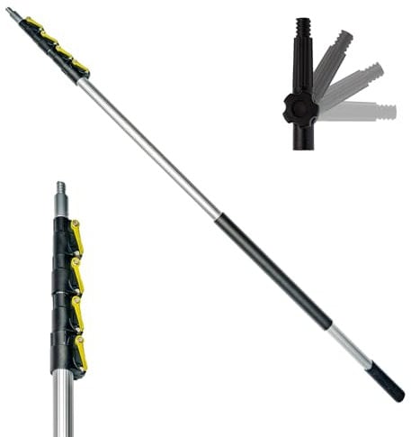 DOCAZOO Telescopic Pole for Cleaning - Window Cleaning Kit, Ceiling Cleaning, Feather Duster, Snow Removal, Window Squeegee, High Reach Indoor & Outdoor Kit - (30 Ft Extension Pole)