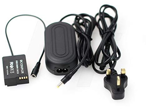 HangTon Dummy Akku DMW-DCC8 DC Kupplung und AC Netzteil für DMW-BLC12 Panasonic Lumix GH2 G5 G6 G7 FZ300 DSLR Kamera