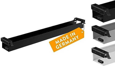 boho office® Kabelkanal Schreibtisch Kabelmanagement Kabelbox - beidseitig klappbare Kabelwanne inkl. Zubehör - Cable Organizer Desk Kabelmanagement durch Kabelschacht - Schwarz 107 cm