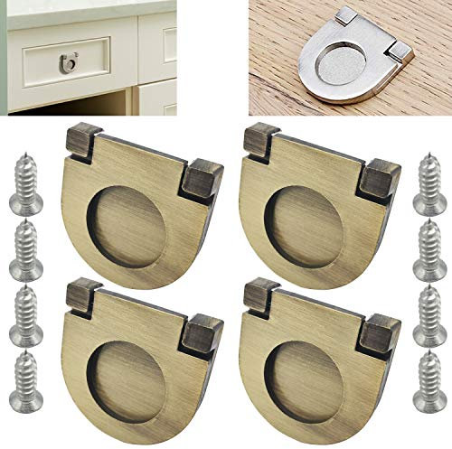 CTRICALVER 4 Stück unsichtbare Griffe|35mm Knöpfe Küche Schrank Schrank Schublade Türgriffe |ziehen Griff mit Schrauben| Horizontale Küchenschrank Hardware Schubladengriff(Bronze)