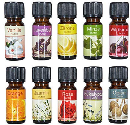 10 Duftöle im Set für Duftlampen Raumduft Lufterfrischer u.a. Vanille Zitrone Diffuser Raumklima Aroma-Öl