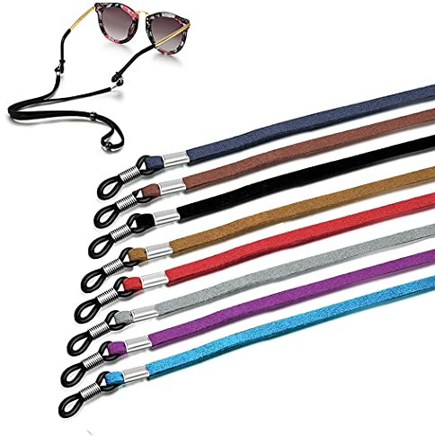 Aabellay Brillenband aus Leder Brillenkette Brillenkordel Damen Brillenkordel Herren Brillenschnur PU Leder Brillen Seil Brillenbänder für Sonnenbrille Lesebrille Schutzbrille- 8 Stück