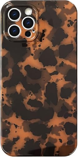 Efitoo for iPhone 12 Pro Max Case Tortoise Shell Cheetah Leopard Animal Print Pattern Cute Flexible Soft TPU Silicone Girls Woman Protective Shockproof Brown and Black Amber Phone Back Cover
