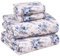 RUVANTI Bettwäsche aus 100% Baumwolle, 4-teiliges Bettwäscheset, blaues Blumenmuster, Queen-Size-Bettlaken, weicher, atmungsaktiver Stoff, Tiefe Spannbettlaken, 1 Spannbetttuch, 2 Kissenbezüge