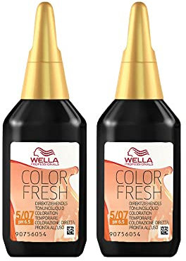 2 x Wella Color Fresh Hair Toner 75ml - 5/07 Light/Natural Brown