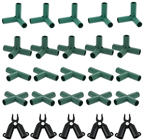 Set of 25pcs Greenhouse Frame Connectors, PVC Fittings Greenhouse Bracket Joint Connectors Stably Support Heavy Duty Frame Buildings