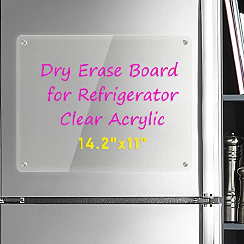 Kamehame Dry Erase Board for Refrigerator, Magnetic Dry Erase Board for Fridge, Clear Acrylic Note Board, 14.2x11