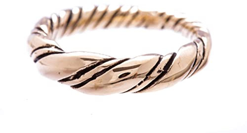 Windalf Nordischer Ring DRAUPNIR 5 mm Vikings Gekordelt Gedrehter Vintage Bronzering (Bronze, 20.5)