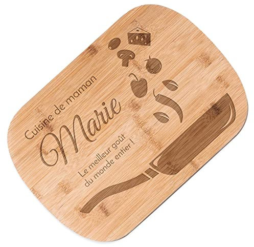 Maverton Planche à découper avec gravure - Grande Planche à personnaliser pour femme - Accessoire cuisine pour anniversaire - Plateau de service pour elle - Cadeau Noel - Planche apéro - Cuisine