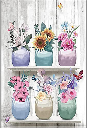 shixpiov Malen Nach Zahlen Erwachsene Blume DIY Ölgemälde Leinwand Set mit 3 Pinsel und Acrylpigment für Frauen Home Deko Geburtstag Weihnachten Geschenk - 40 x 50 cm (Ohne Rahmen)