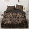 Luowei Böhmen Bettwäsche Set 135x200cm Schwarz Gold Böhmisches Mandala Muster Dekoratives Bettbezug und 1 Kissenbezug 80x80 cm mit Reißverschluss