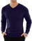 KUYIGO Mens Plain V-Neck Jumper Knitted Casual Long Sleeve Pullover Sweater Top Work Office Professional Smart M Navy