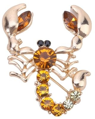 JUNYY Männer Frauen Retro Kristall Strass Skorpion Brosche Kreative Tier Insekten Emaille Anstecknadeln (Gold)