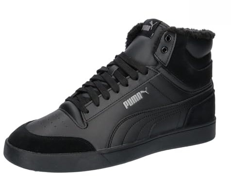 PUMA Unisex Shuffle MID FUR Sneaker, Black Black-Steel Gray, 42.5 EU