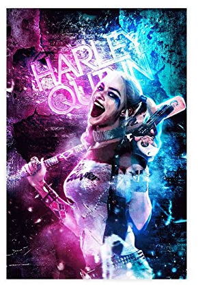ARZARF Harley Quinn Filmposter 15, Leinwandposter, Wandkunst, Dekordruck, Bild Gemälde für Wohnzimmer, Schlafzimmer, Dekoration, ungerahmt, 30 x 45 cm