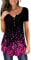 CHICZONE Womens Short Sleeve Tunic Tops Shirts Ruffle Ladies Casual V Neck Blouse Floral Printed Buttons Up FloRose