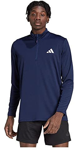 adidas Men's Train Essentials Long Sleeve Sweatshirt, Dark Blue/Dark Blue/White, L