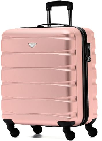 Flight Knight Bagage Cabine Leger a 4 Roues en ABS Approuve par Plus De 30 Compagnies Aeriennes, Dont Air France et easyJet Grand Sac De Cabine - 56x45x25cm (TSA) Rose/Noir