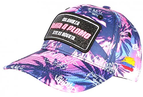 Casquette Plata o Plomo Rose et Bleue Tropicale Strass Colombia Baseball - Taille Unique - Rose