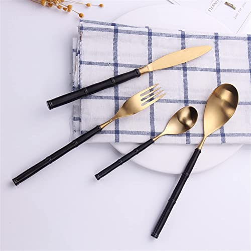 Set di posate 16 pezzi Cucchiaio d'oro nero Set di posate da cucina in acciaio Forchetta Cucchiaio Coltello Set di posate Ristorante Kit di stoviglie in acciaio inossidabile (blu (oro 24 pezzi)