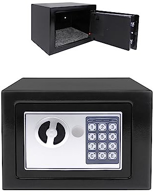 4.6L/8.5L Elektronischer Safe Wasserdicht Feuerfester Tresor Möbeltresor Wandtresor Stahltresor mit Zahlenschloss & 2 Notschlüssel für Haus Büro Supermarktkasse Hotel Einkaufszentrum (Schwarz/Grau)