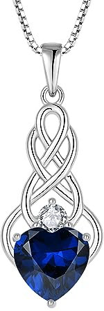 FJ Unendlichkeit Keltischer Knoten Kette Damen 925 Sterling Silber Saphir Halskette September Geburtsstein Anhänger Geschenke für Frauen Mutter Freundin Mama
