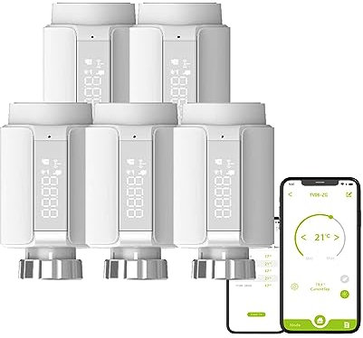 Qiumi Smart Zigbee Thermostat Radiator Valve, Voice Control by Alexa Googlehome, Smart life App Control, Save Heating Costs, Easy Installation