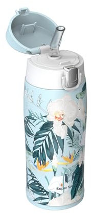 Super Sparrow Gourde Isotherme avec Paille - INOX Bouteille Isotherme - 350ml - Mug Isotherme Étanche - Gourde Enfant sans BPA, pour Sport, Voyages, L'école, Bureau