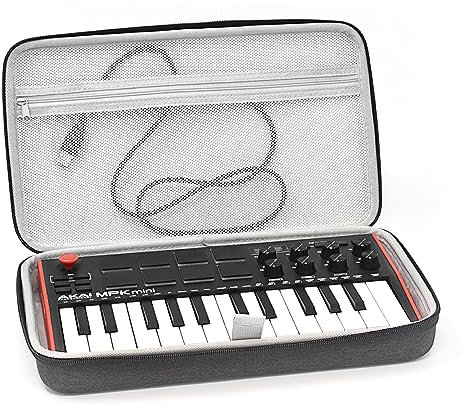 Musiin Custodia rigida per tastiera Premium Velvet compatibile con MPK Mini MK3 custodia per controller MIDI (grigio)