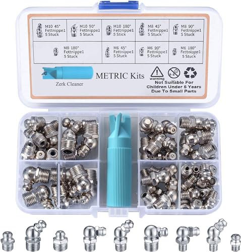 OKYOUK Minimale G Coupler für Fettpresse (nur 13mm), Mit Reinigungswerkzeug,Fettpresse Kupplung Mundstück Kupplung für Kegel,Schmiernippel Fettpresse für alle Arten (Metric Grease Fittings Kit)